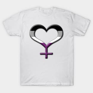 Heart-Shaped Asexual Pride Female Gender Symbol T-Shirt